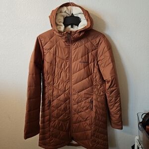 Columbia Women’s Long Quilted Hooded Jacket - Rust